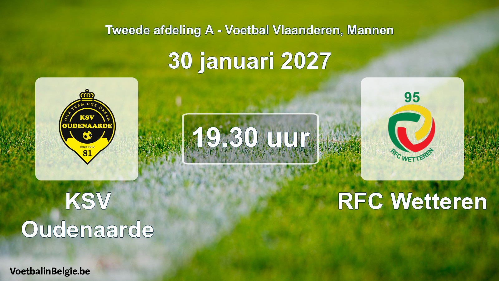 Geplande wedstrijd mannenvoetbal: KSV Oudenaarde - RFC Wetteren (30 januari 2027)