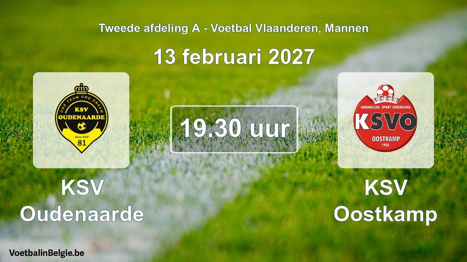 Geplande wedstrijd mannenvoetbal: KSV Oudenaarde - KSV Oostkamp (13 februari 2027)