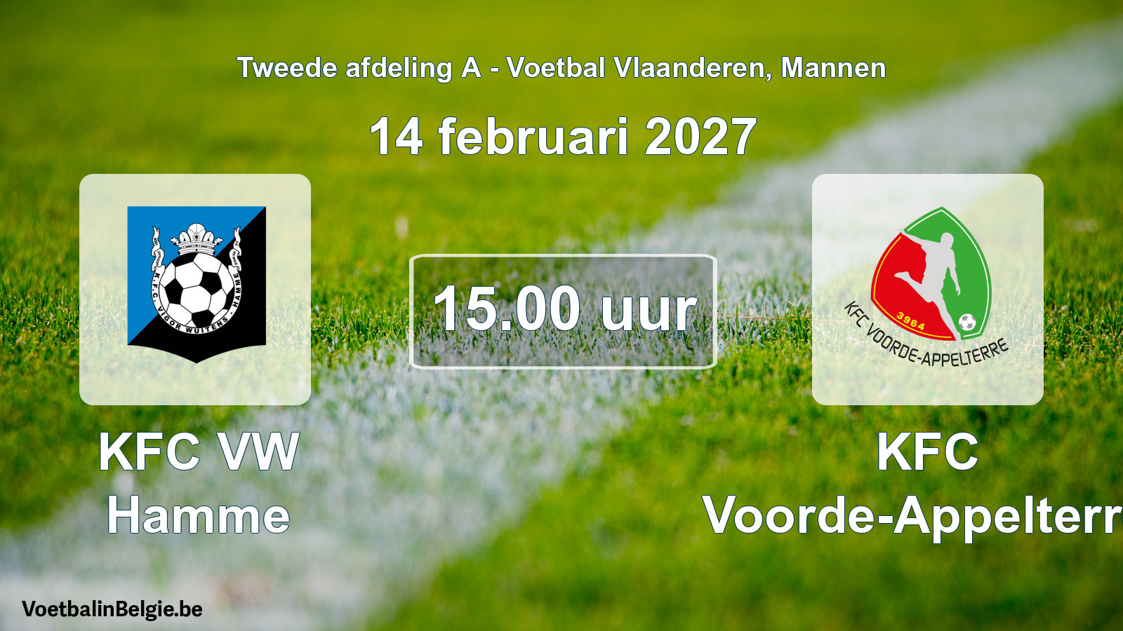 Geplande wedstrijd mannenvoetbal: KFC VW Hamme - KFC Voorde-Appelterre (14 februari 2027)