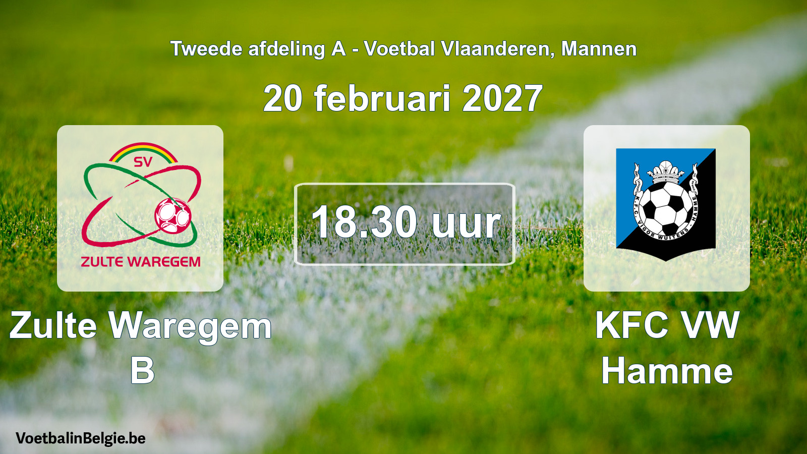 Geplande wedstrijd mannenvoetbal: Zulte Waregem B - KFC VW Hamme (20 februari 2027)
