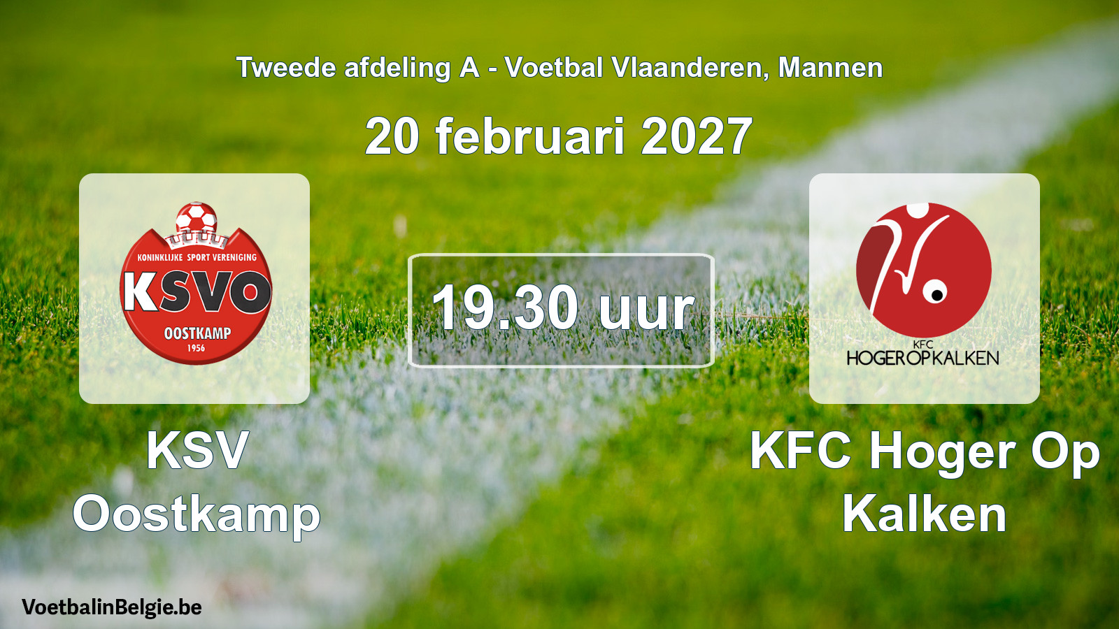 Geplande wedstrijd mannenvoetbal: KSV Oostkamp - KFC Hoger Op Kalken (20 februari 2027)
