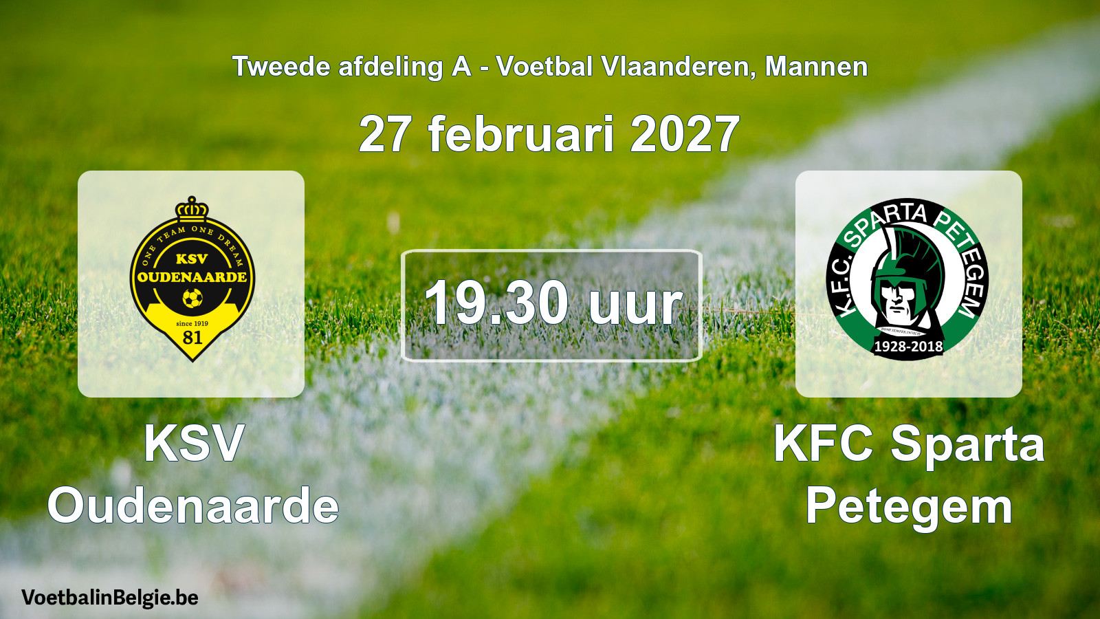 Geplande wedstrijd mannenvoetbal: KSV Oudenaarde - KFC Sparta Petegem (27 februari 2027)