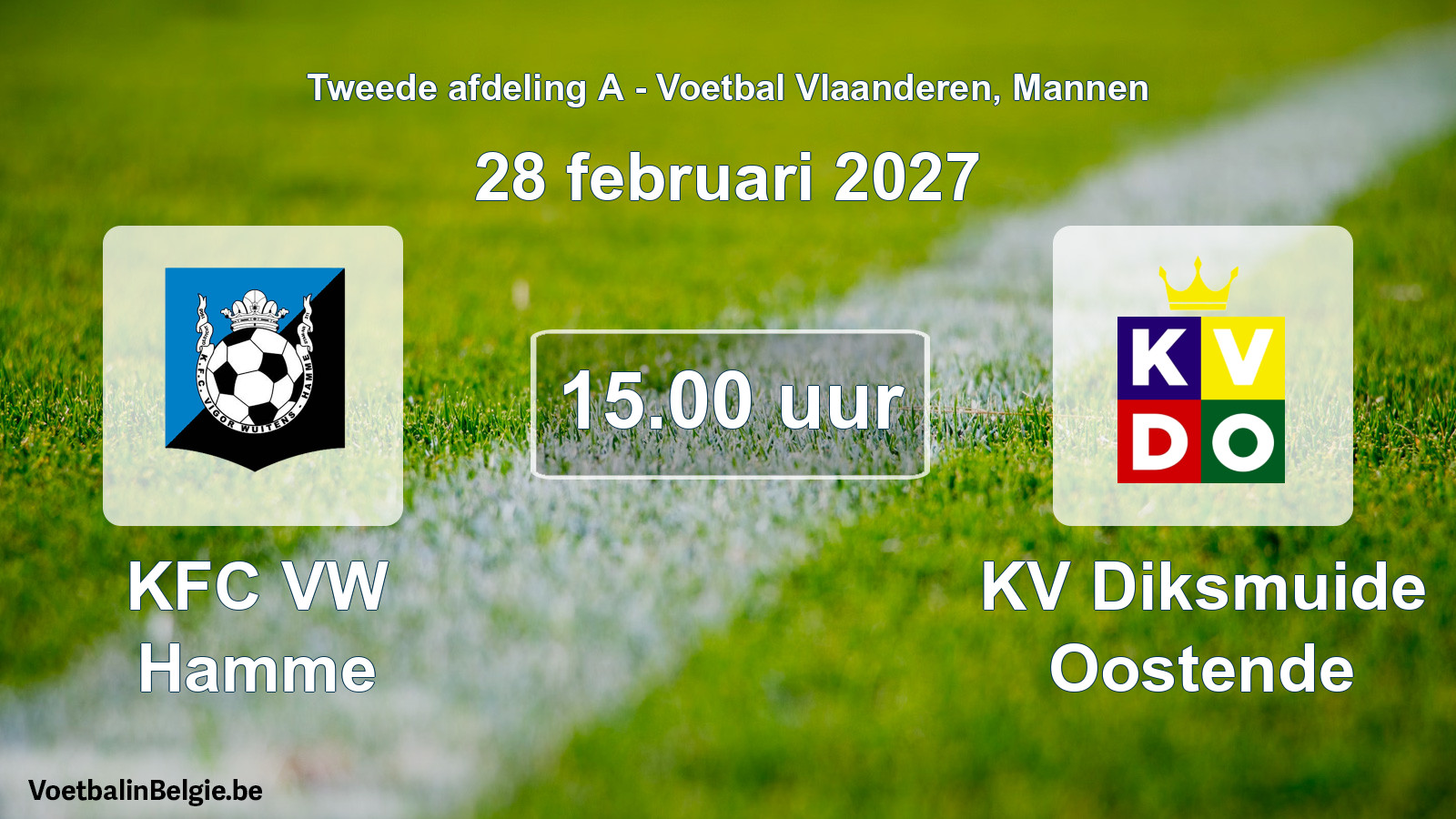 Geplande wedstrijd mannenvoetbal: KFC VW Hamme - KV Diksmuide Oostende (28 februari 2027)