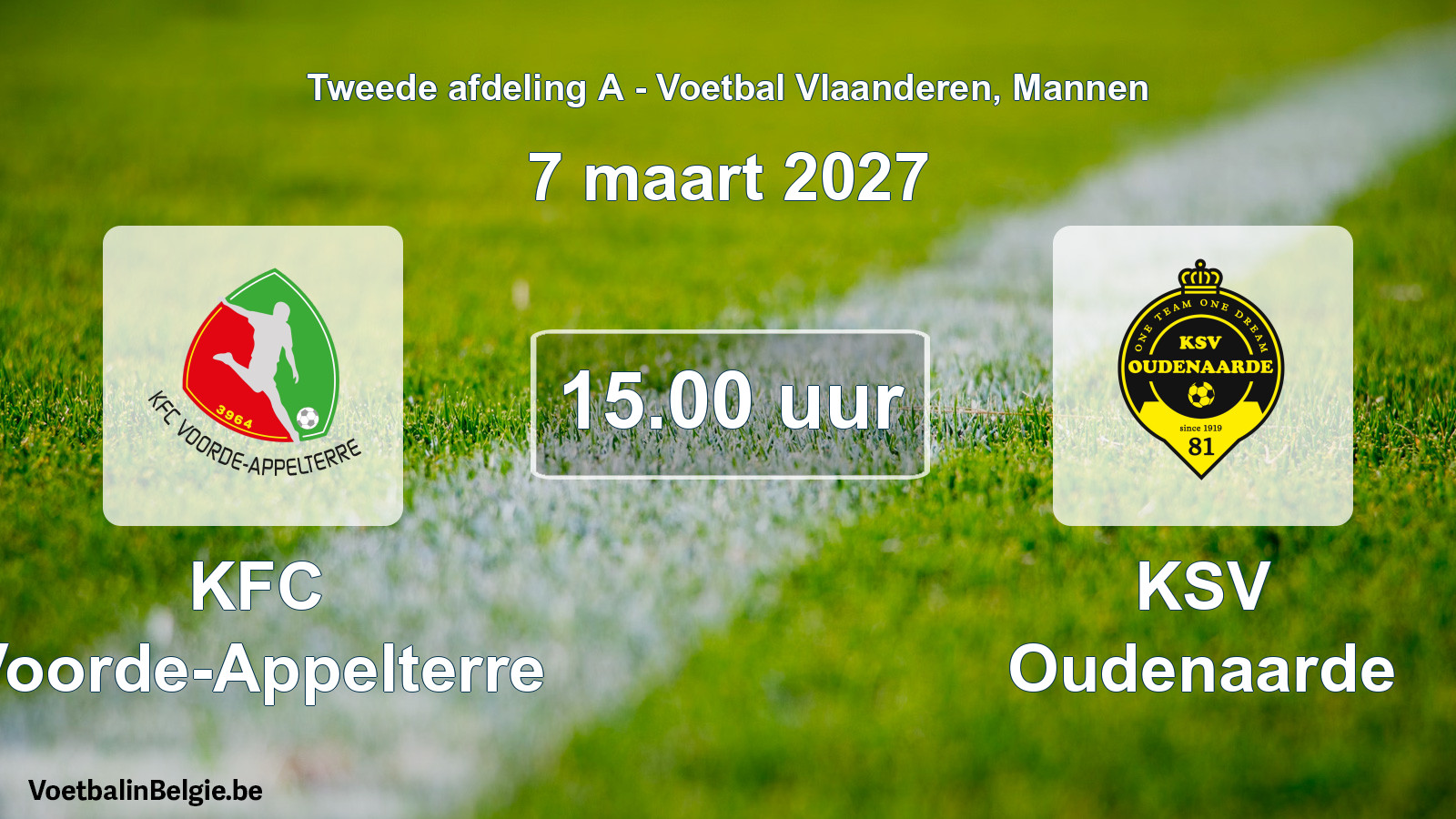 Geplande wedstrijd mannenvoetbal: KFC Voorde-Appelterre - KSV Oudenaarde (7 maart 2027)