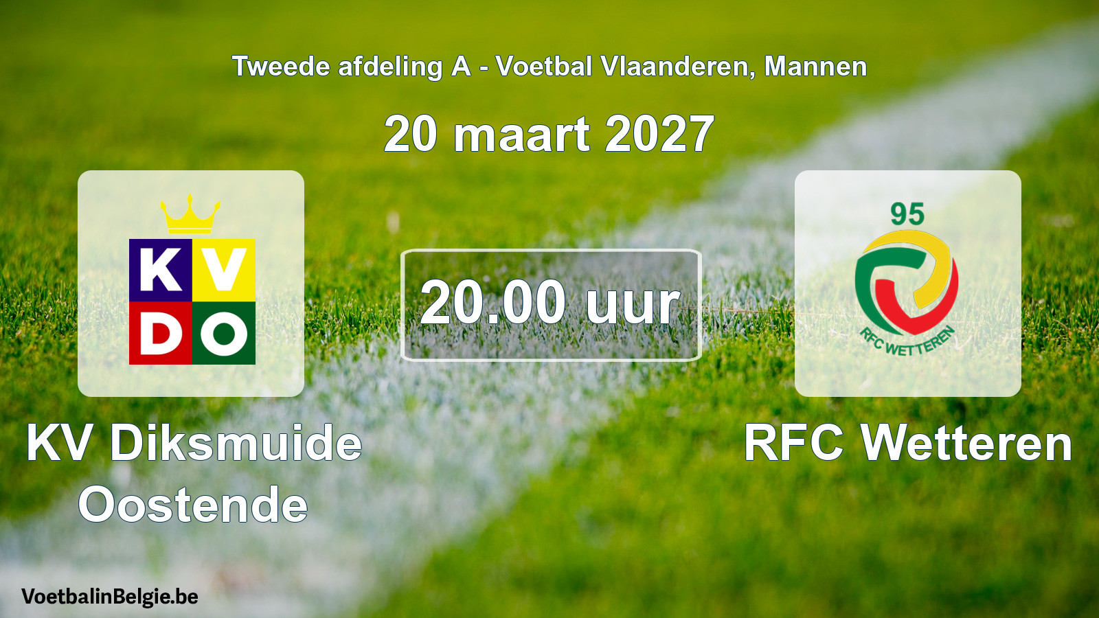 Geplande wedstrijd mannenvoetbal: KV Diksmuide Oostende - RFC Wetteren (20 maart 2027)