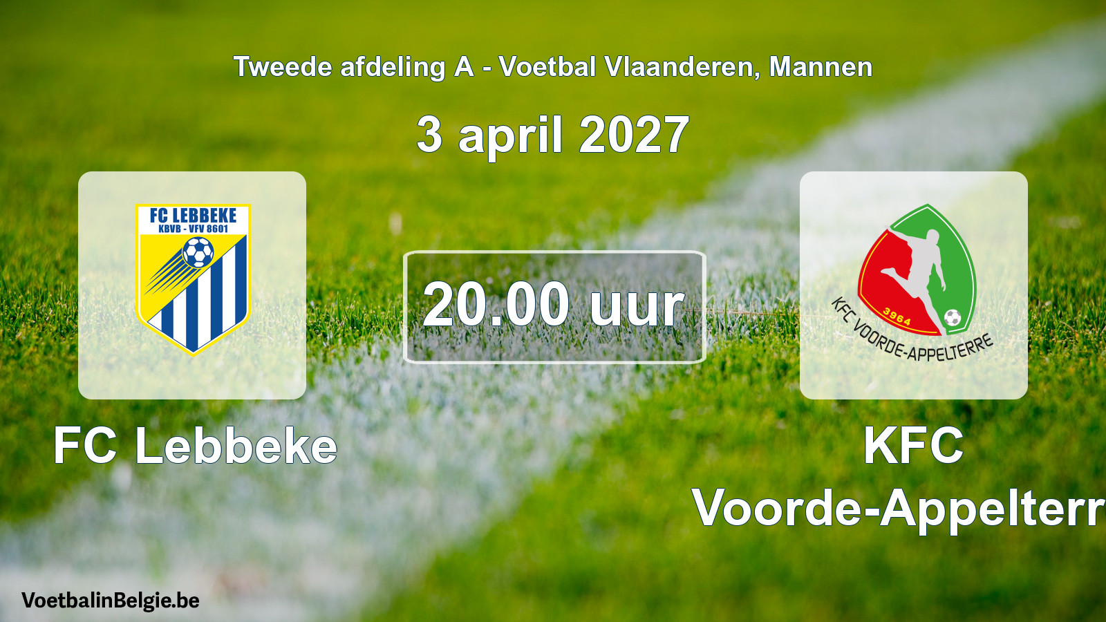 Geplande wedstrijd mannenvoetbal: FC Lebbeke - KFC Voorde-Appelterre (3 april 2027)