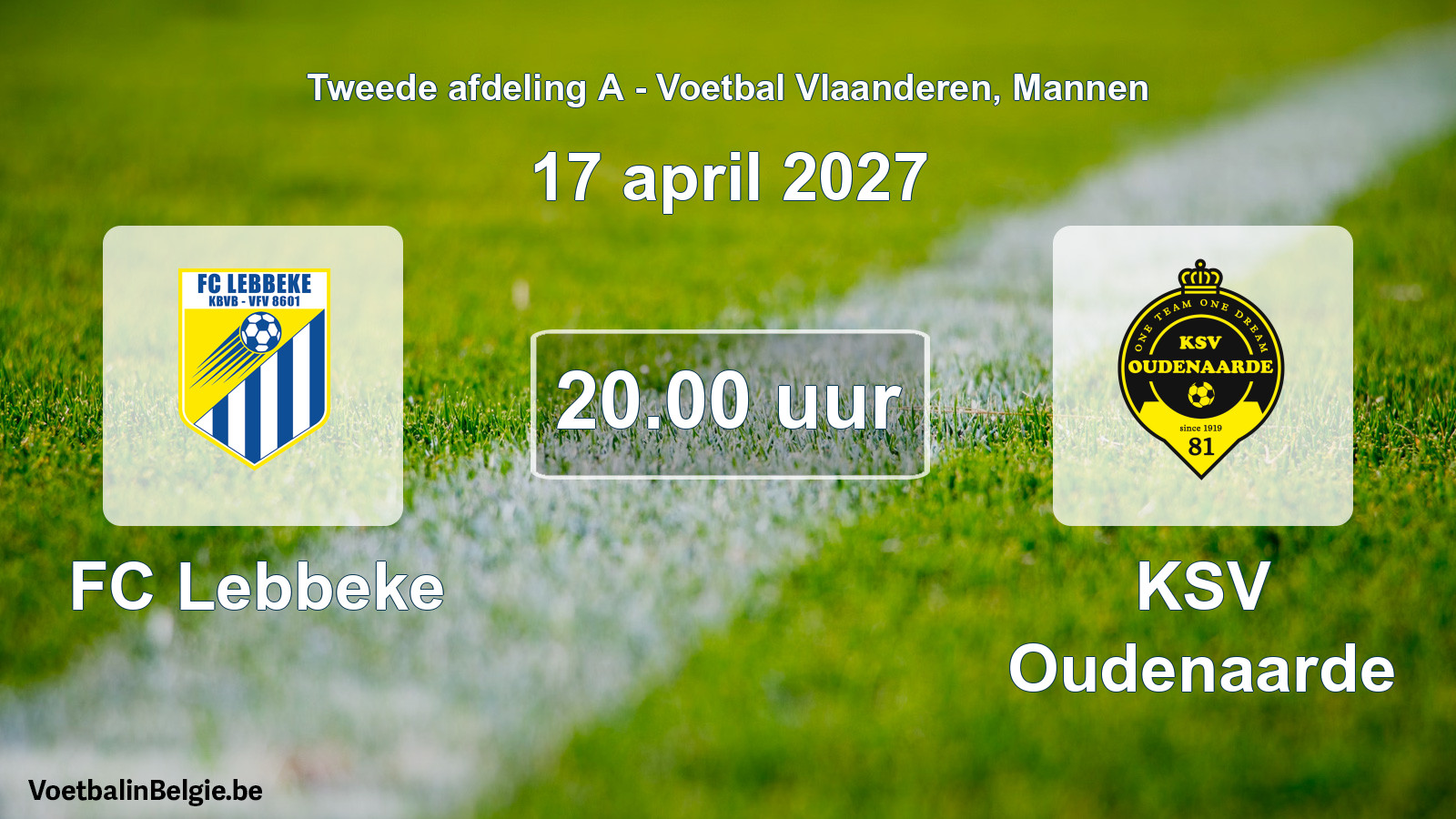 Geplande wedstrijd mannenvoetbal: FC Lebbeke - KSV Oudenaarde (17 april 2027)