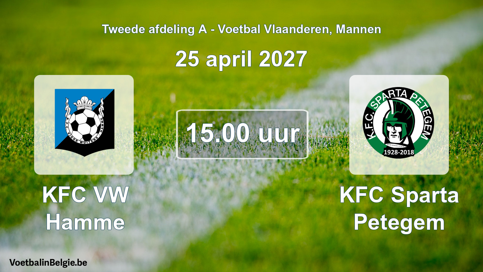 Geplande wedstrijd mannenvoetbal: KFC VW Hamme - KFC Sparta Petegem (25 april 2027)