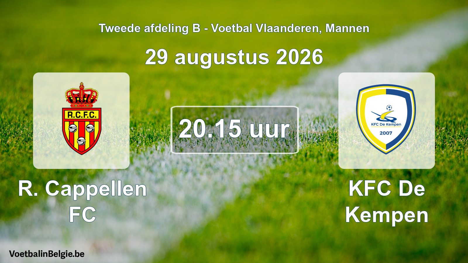 Geplande wedstrijd mannenvoetbal: R. Cappellen FC - KFC De Kempen (29 augustus 2026)