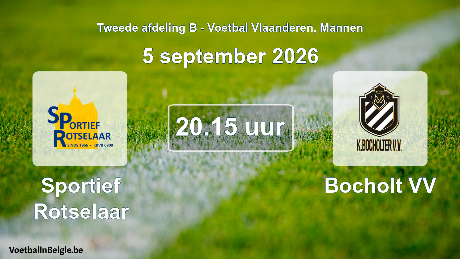 Geplande wedstrijd mannenvoetbal: Sportief Rotselaar - Bocholt VV (5 september 2026)