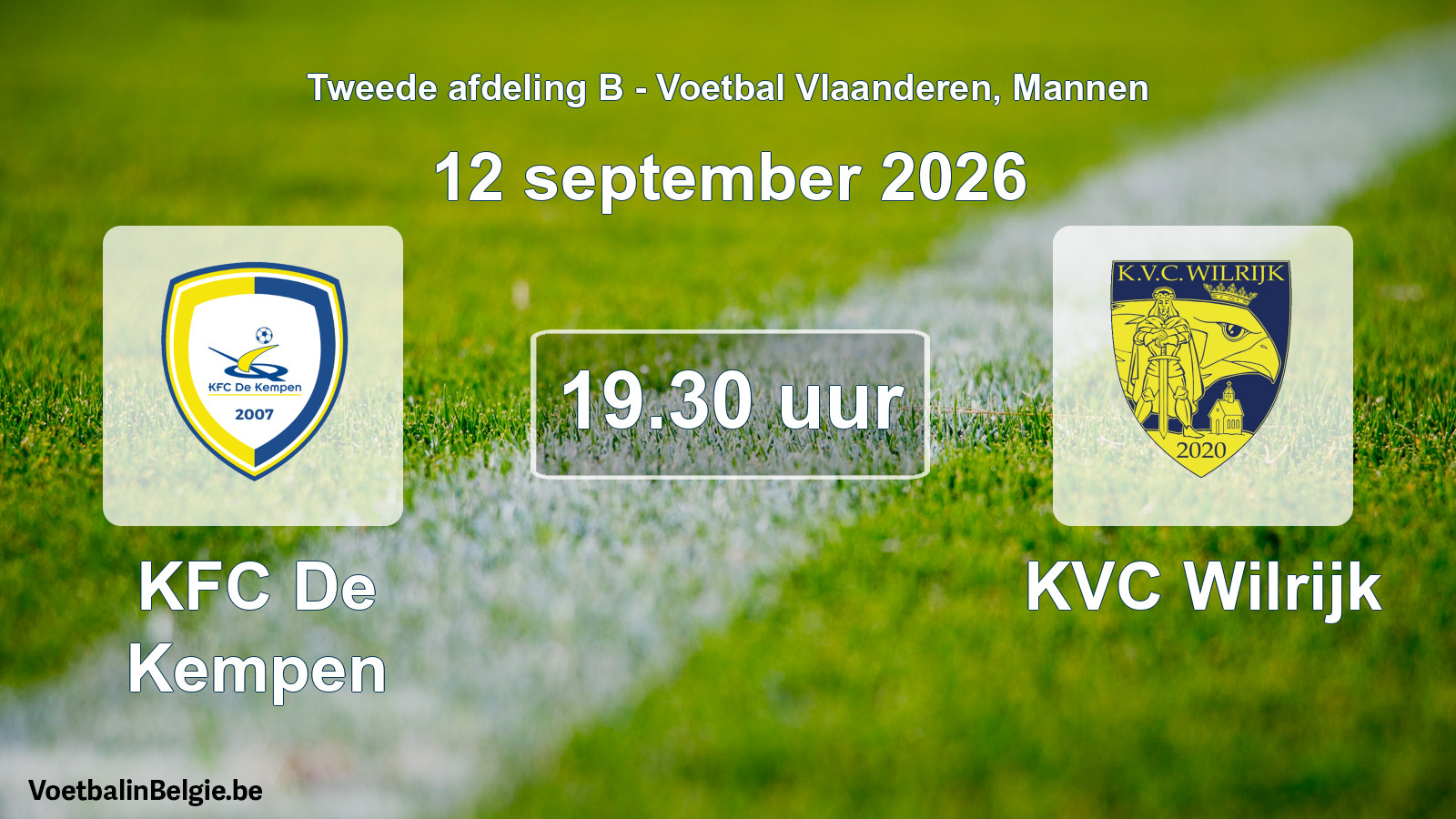 Geplantes Spiel männer-Fußball: KFC De Kempen - KVC Wilrijk (12 September 2026)
