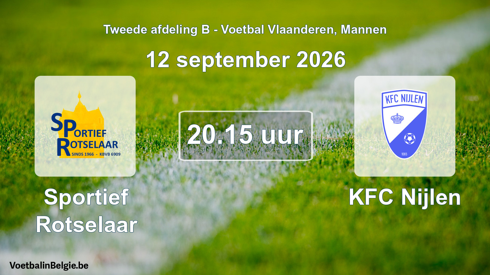 Geplande wedstrijd mannenvoetbal: Sportief Rotselaar - KFC Nijlen (12 september 2026)