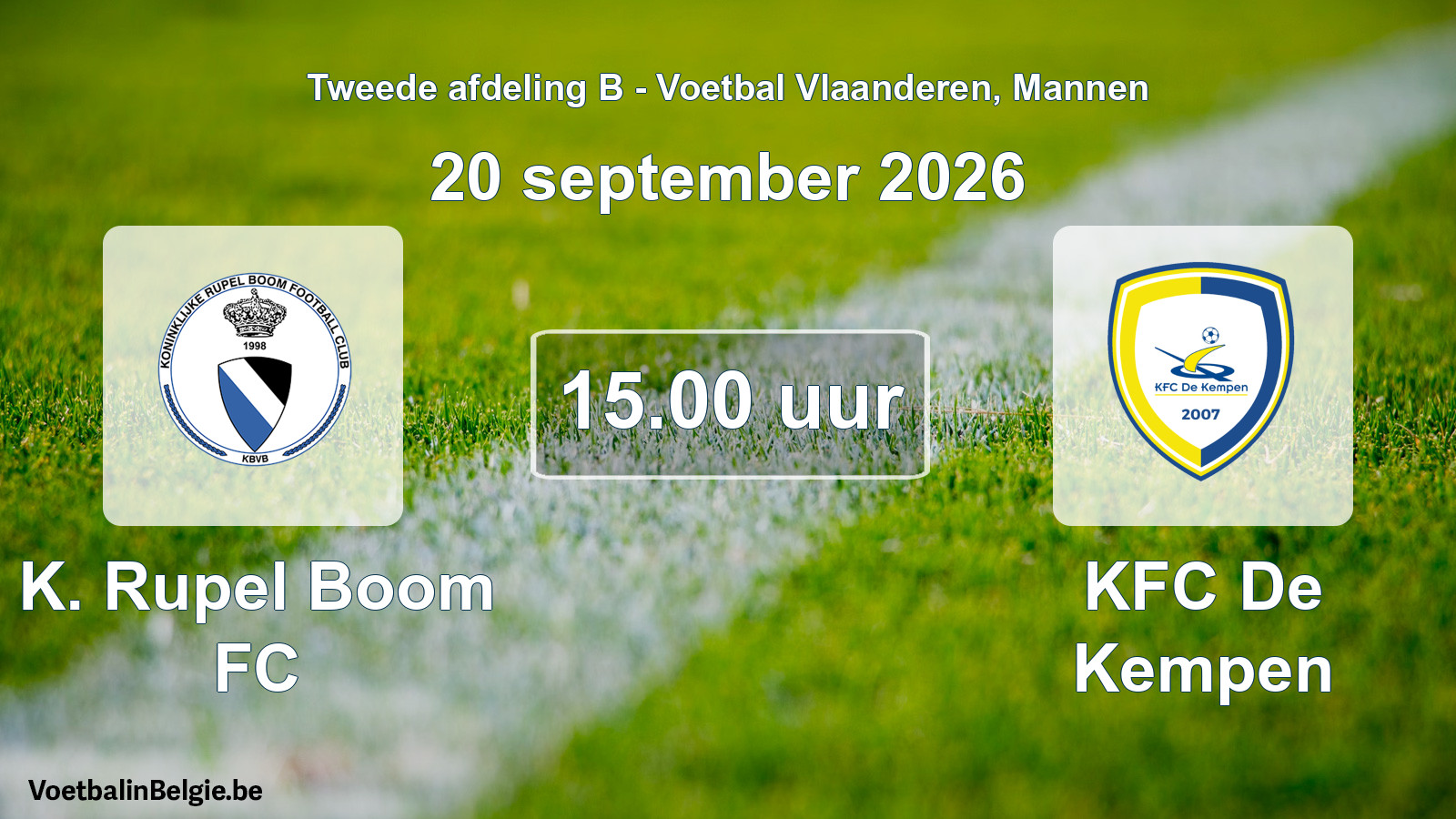 Geplantes Spiel männer-Fußball: K. Rupel Boom FC - KFC De Kempen (20 September 2026)