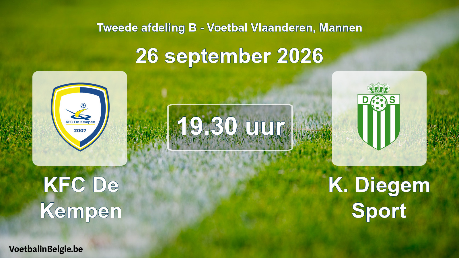 Geplande wedstrijd mannenvoetbal: KFC De Kempen - K. Diegem Sport (26 september 2026)