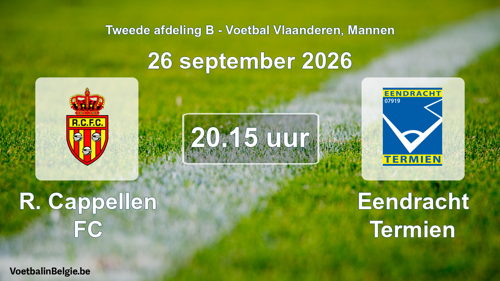 Geplande wedstrijd mannenvoetbal: R. Cappellen FC - Eendracht Termien (26 september 2026)