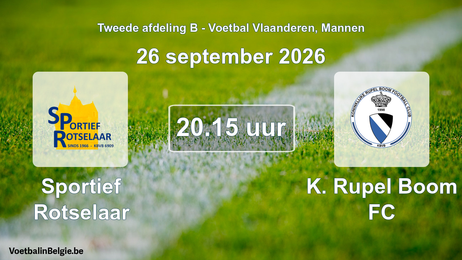 Geplande wedstrijd mannenvoetbal: Sportief Rotselaar - K. Rupel Boom FC (26 september 2026)