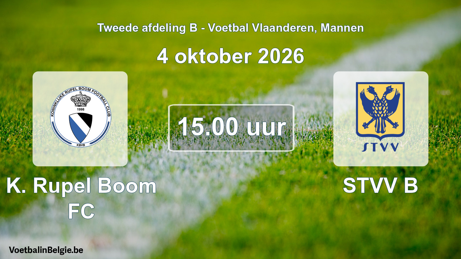 Geplande wedstrijd mannenvoetbal: K. Rupel Boom FC - STVV B (4 oktober 2026)
