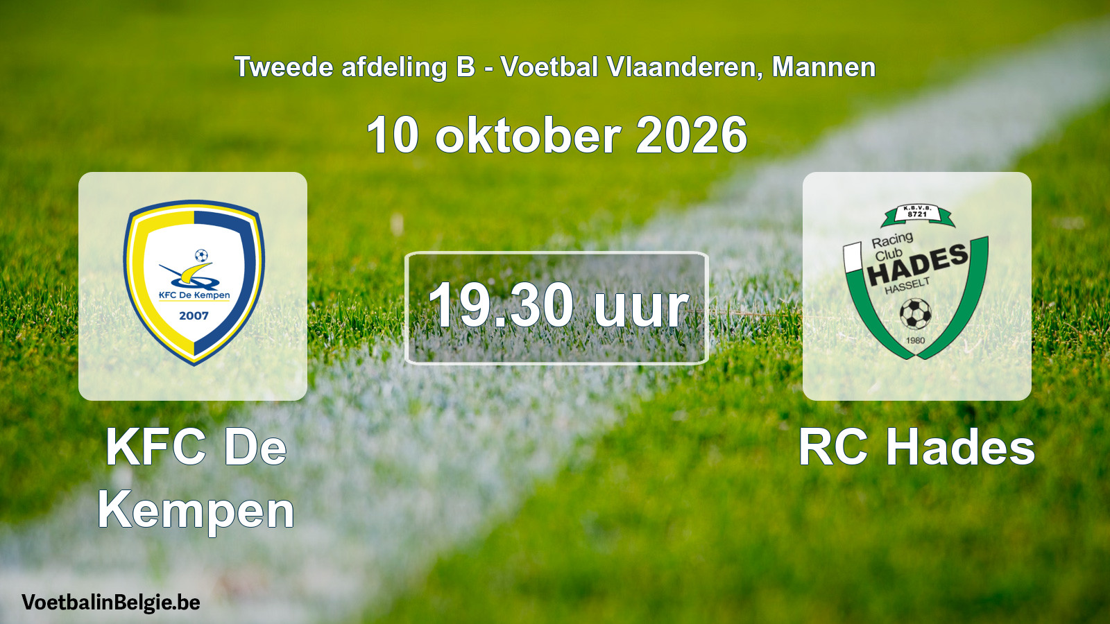 Geplantes Spiel männer-Fußball: KFC De Kempen - RC Hades (10 Oktober 2026)