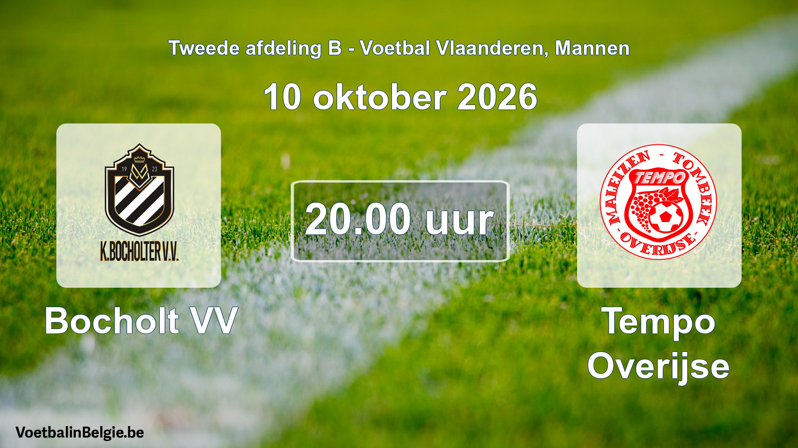 Geplande wedstrijd mannenvoetbal: Bocholt VV - Tempo Overijse (10 oktober 2026)