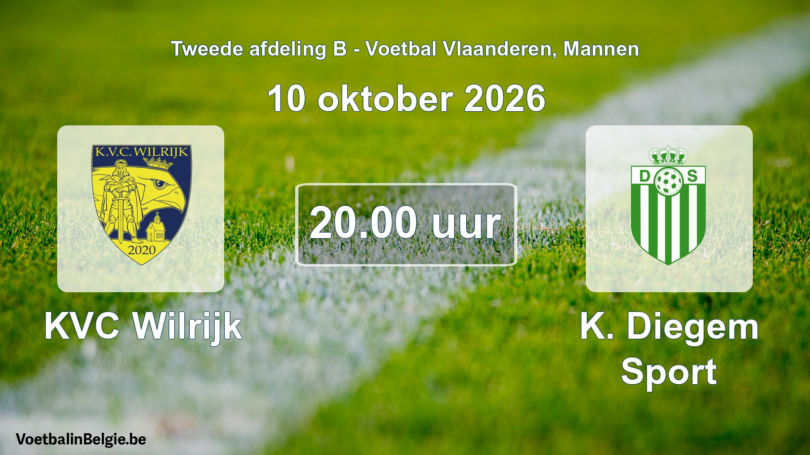 Geplande wedstrijd mannenvoetbal: KVC Wilrijk - K. Diegem Sport (10 oktober 2026)