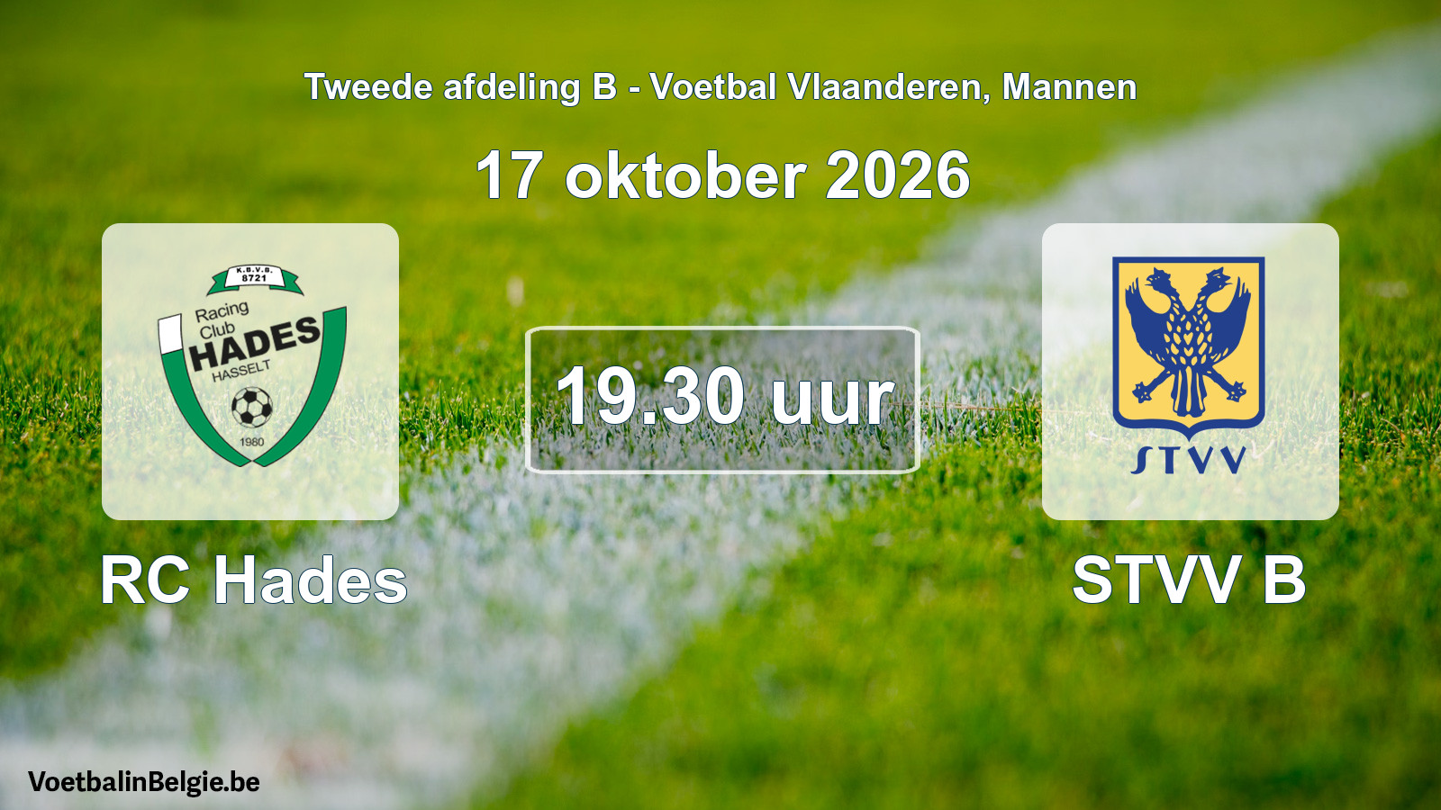 Geplande wedstrijd mannenvoetbal: RC Hades - STVV B (17 oktober 2026)