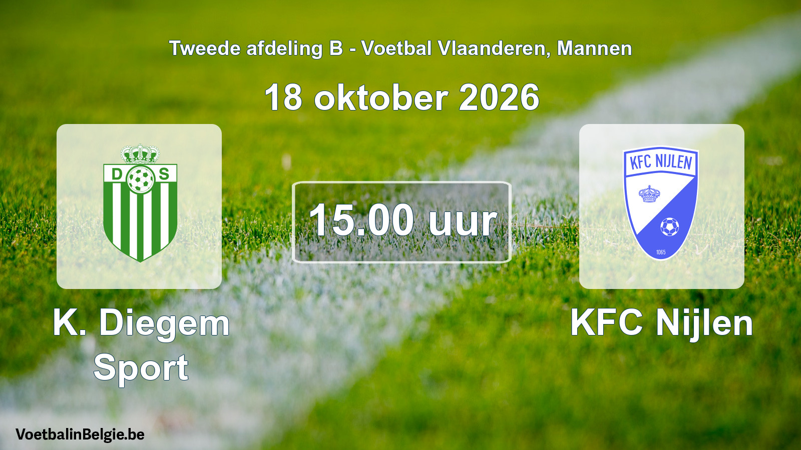 Geplantes Spiel männer-Fußball: K. Diegem Sport - KFC Nijlen (18 Oktober 2026)