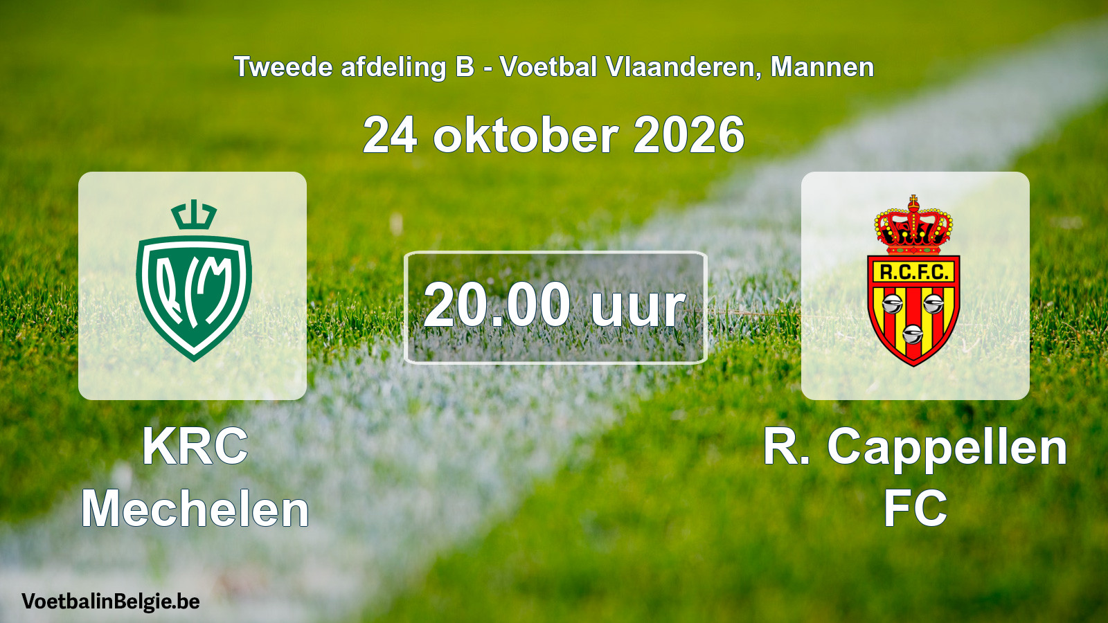 Geplande wedstrijd mannenvoetbal: KRC Mechelen - R. Cappellen FC (24 oktober 2026)
