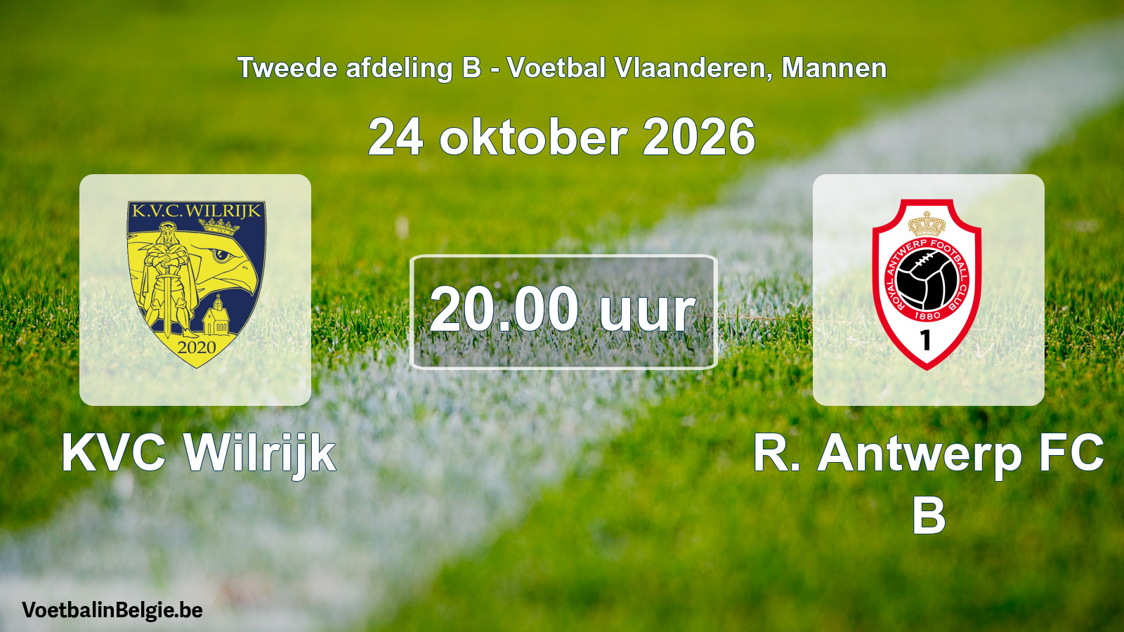 Geplande wedstrijd mannenvoetbal: KVC Wilrijk - R. Antwerp FC B (24 oktober 2026)