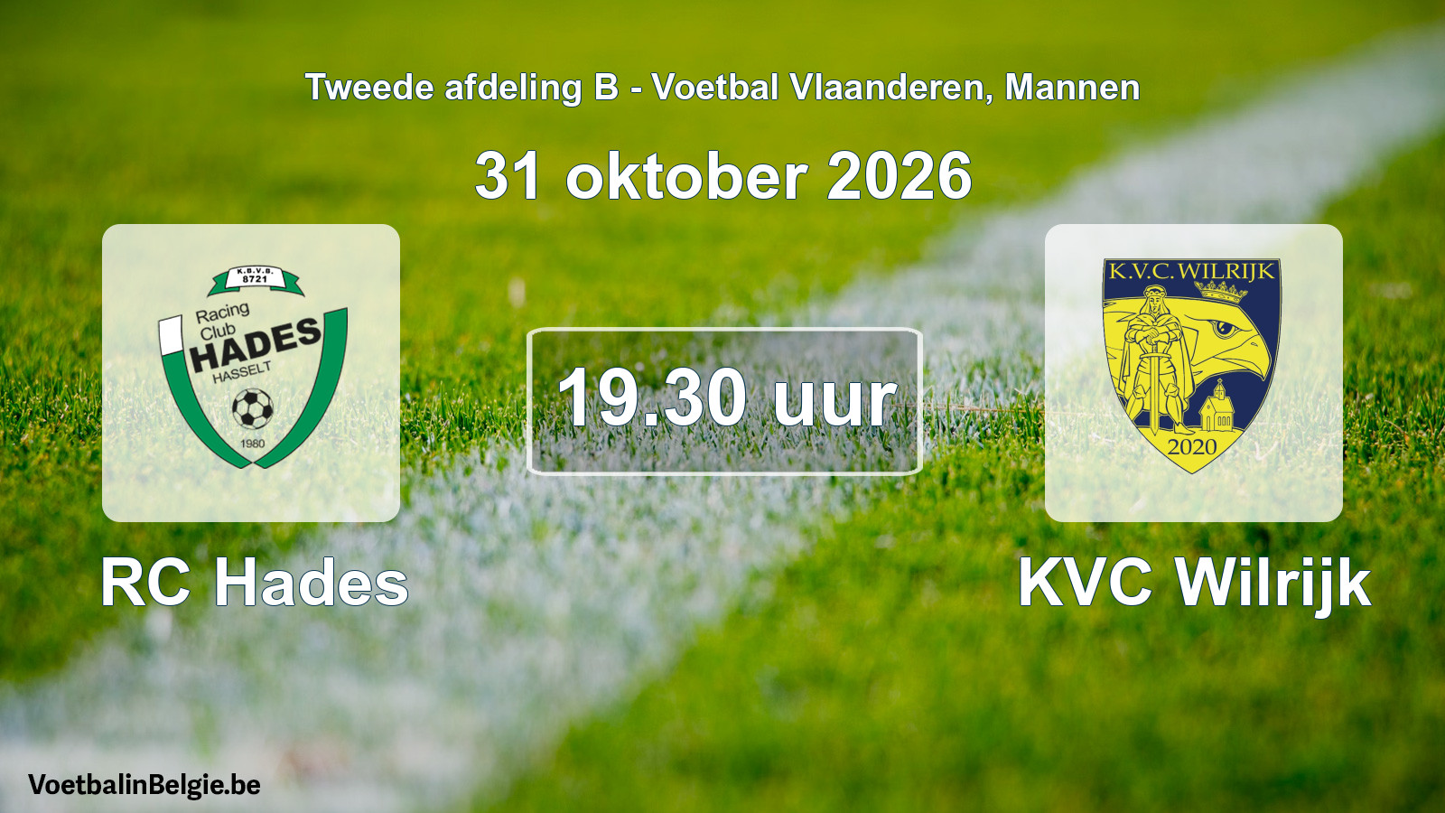 Geplantes Spiel männer-Fußball: RC Hades - KVC Wilrijk (31 Oktober 2026)