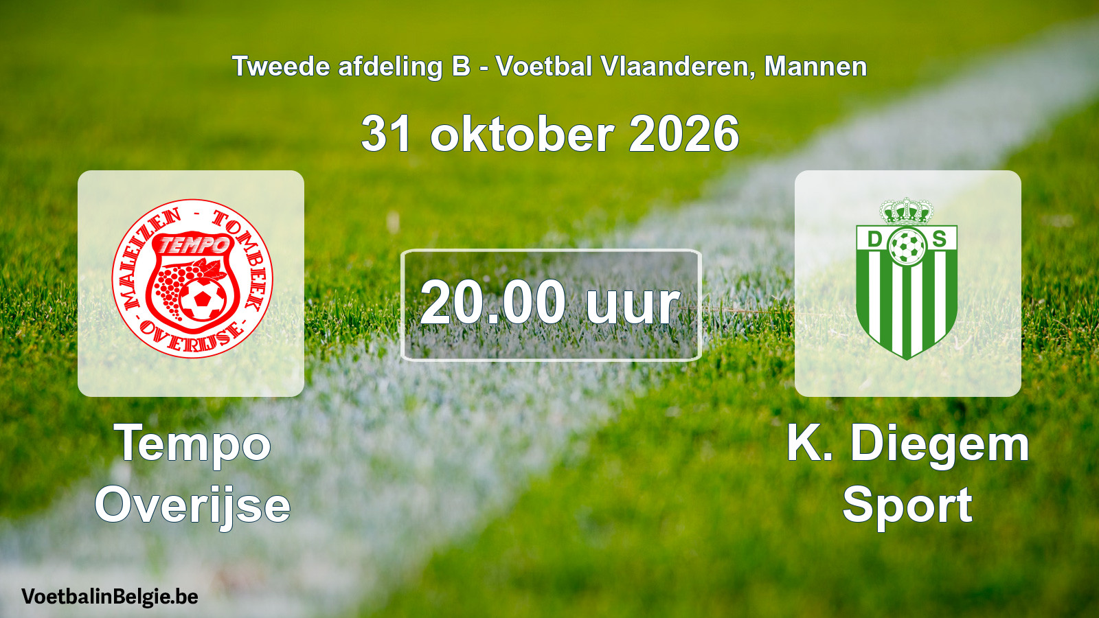 Geplantes Spiel männer-Fußball: Tempo Overijse - K. Diegem Sport (31 Oktober 2026)