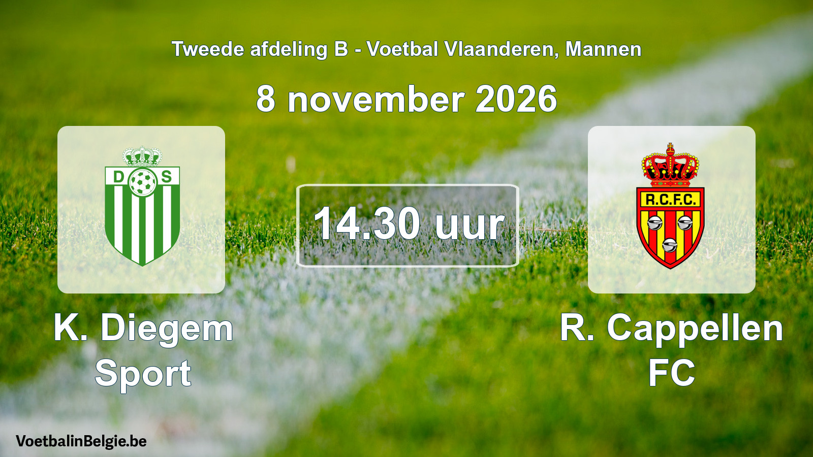 Geplande wedstrijd mannenvoetbal: K. Diegem Sport - R. Cappellen FC (8 november 2026)