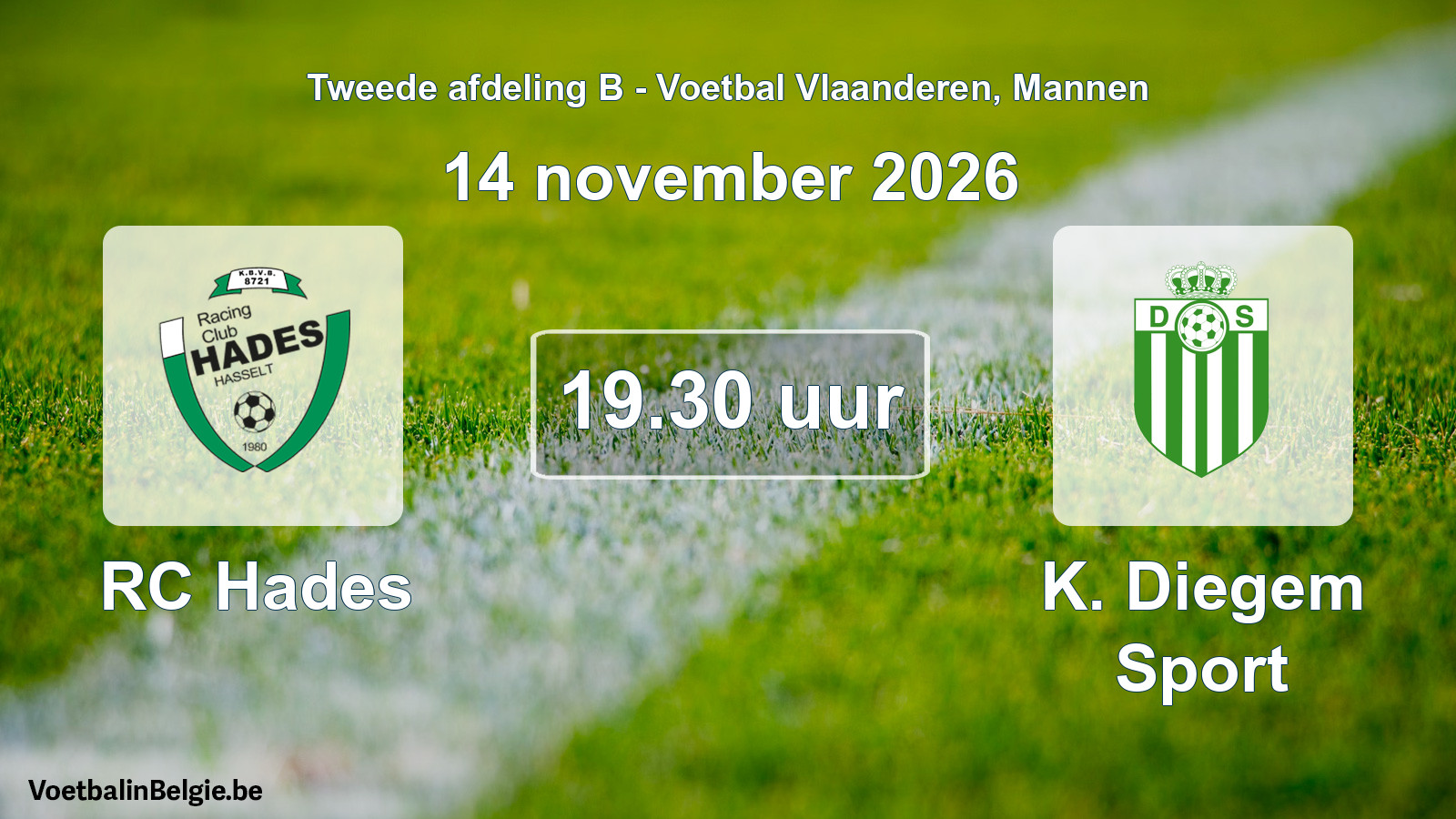 Geplande wedstrijd mannenvoetbal: RC Hades - K. Diegem Sport (14 november 2026)