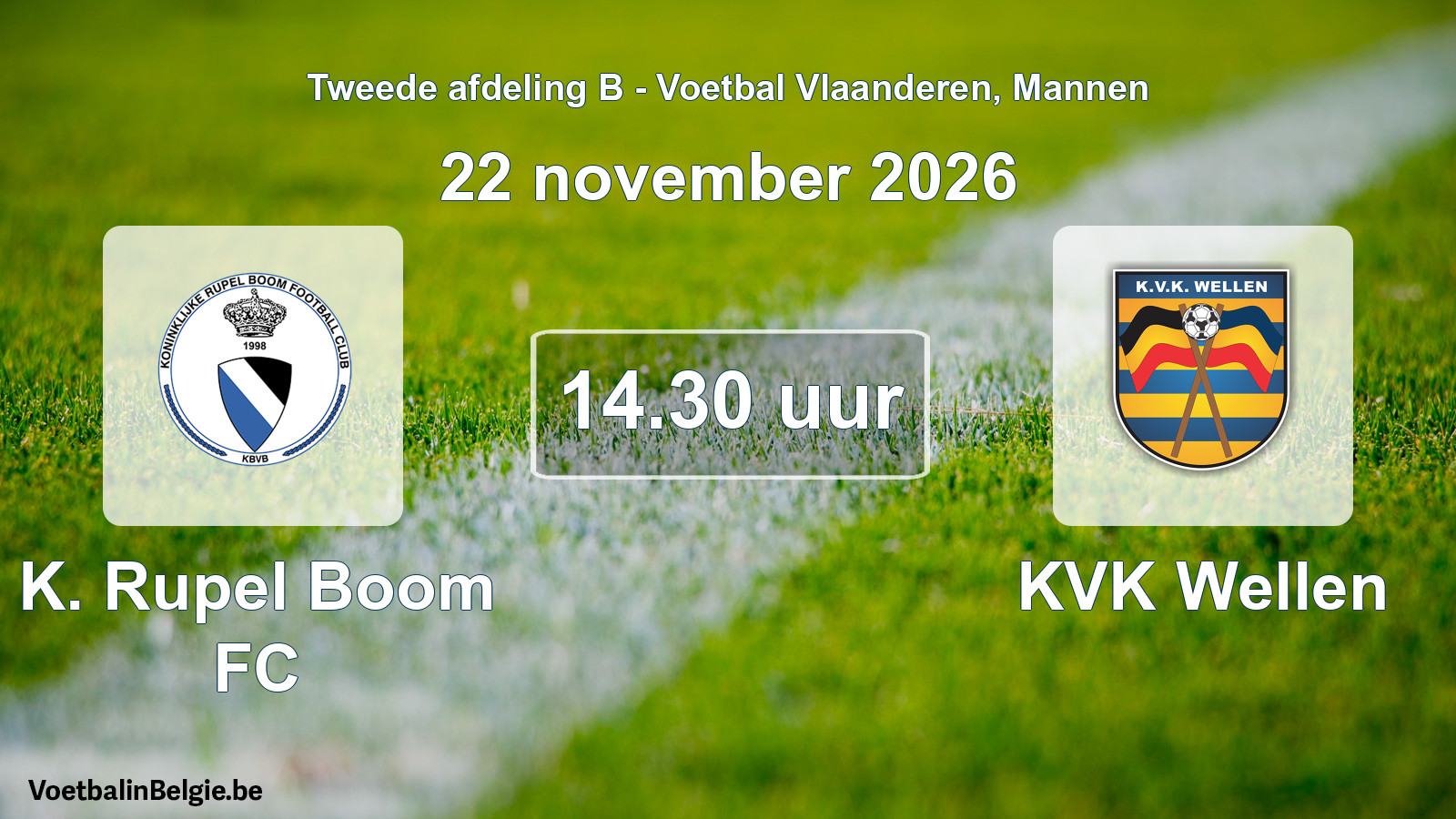 Geplantes Spiel männer-Fußball: K. Rupel Boom FC - KVK Wellen (22 November 2026)