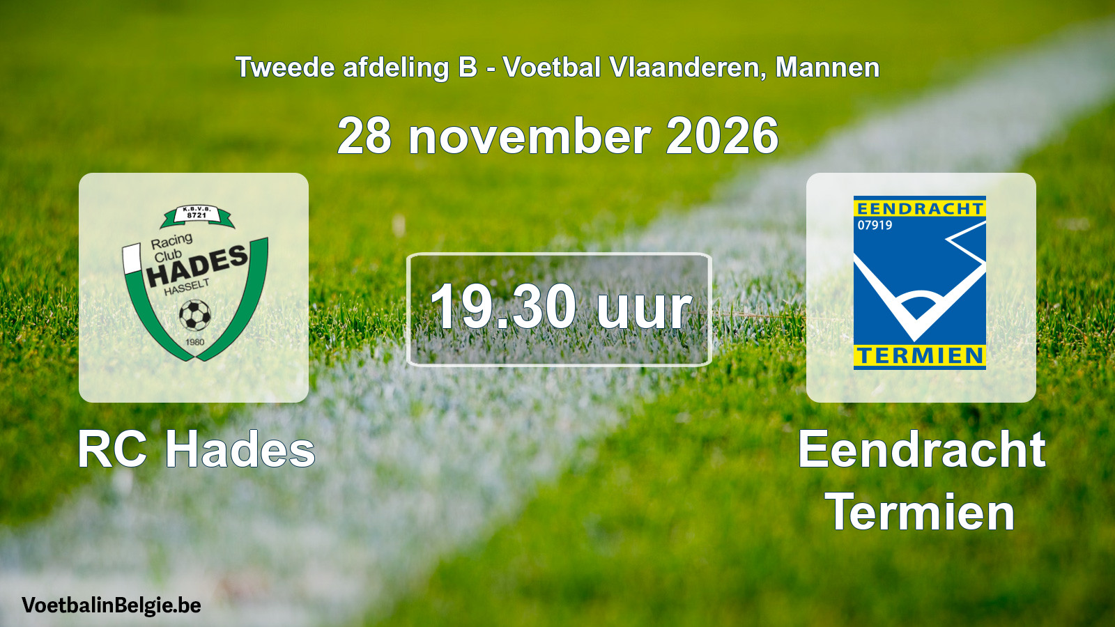 Geplande wedstrijd mannenvoetbal: RC Hades - Eendracht Termien (28 november 2026)