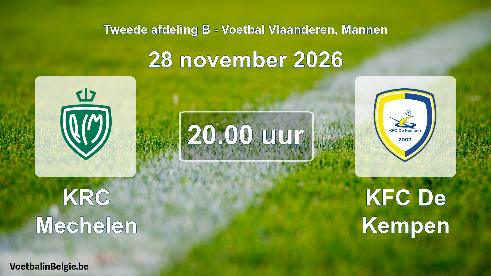 Geplande wedstrijd mannenvoetbal: KRC Mechelen - KFC De Kempen (28 november 2026)