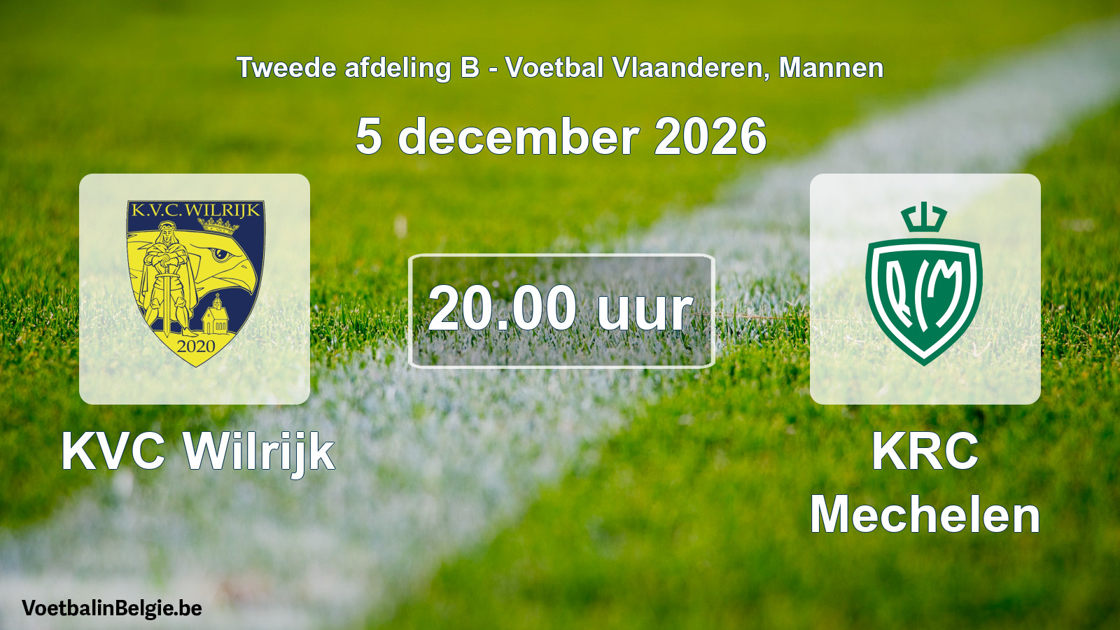 Geplande wedstrijd mannenvoetbal: KVC Wilrijk - KRC Mechelen (5 december 2026)