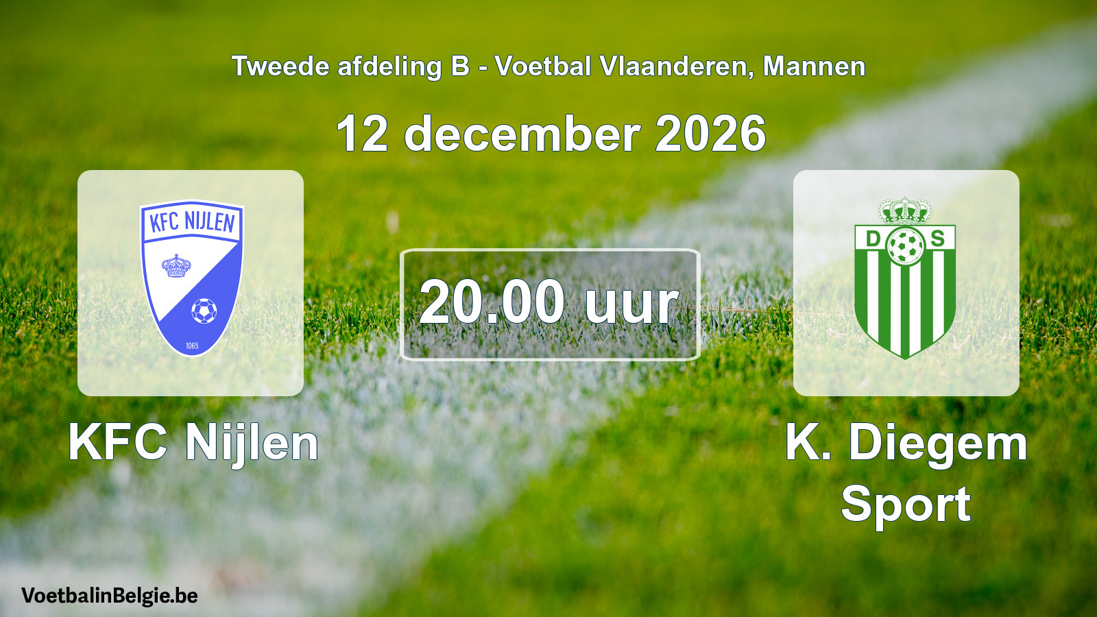Geplande wedstrijd mannenvoetbal: KFC Nijlen - K. Diegem Sport (12 december 2026)