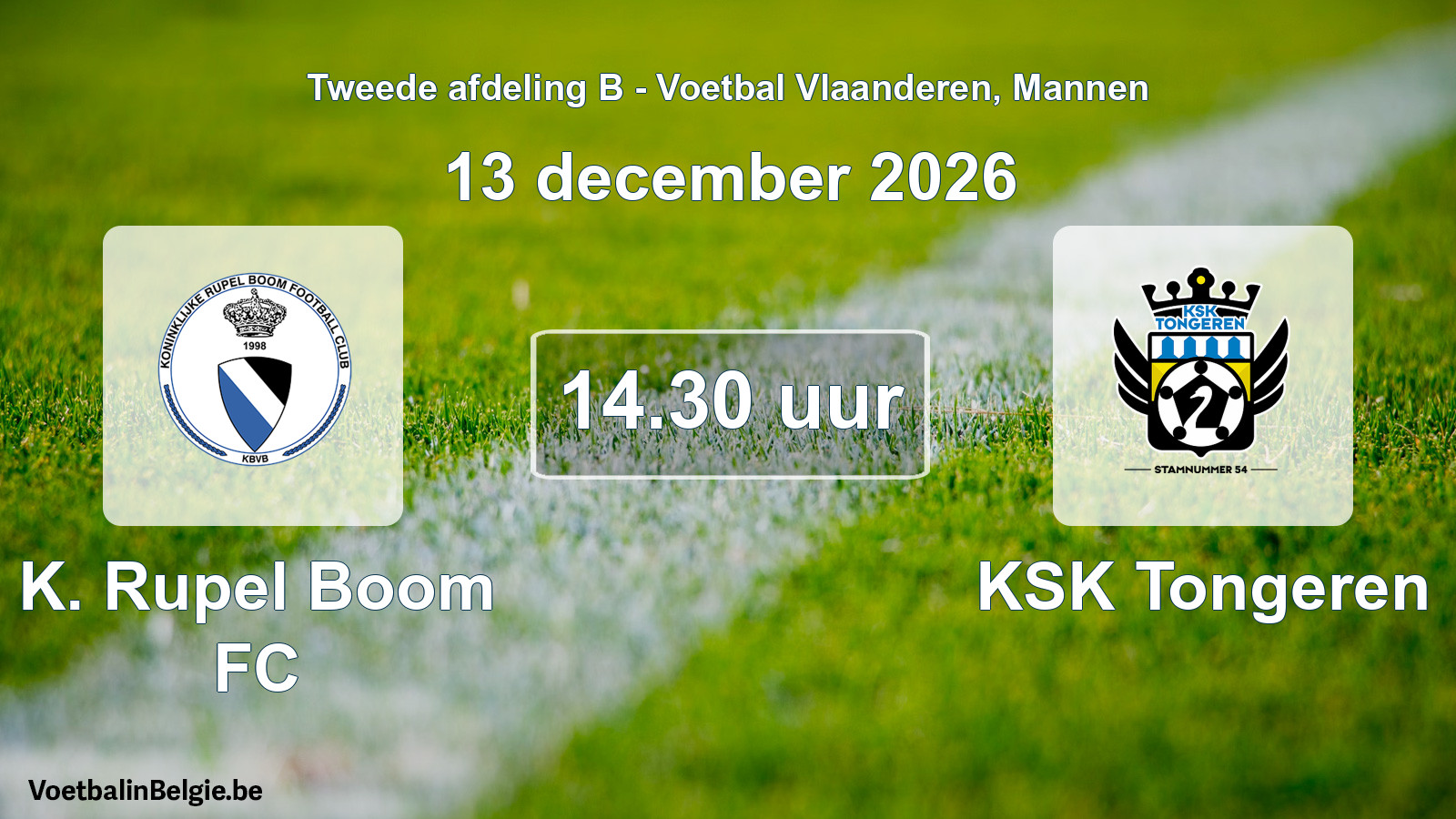 Geplande wedstrijd mannenvoetbal: K. Rupel Boom FC - KSK Tongeren (13 december 2026)