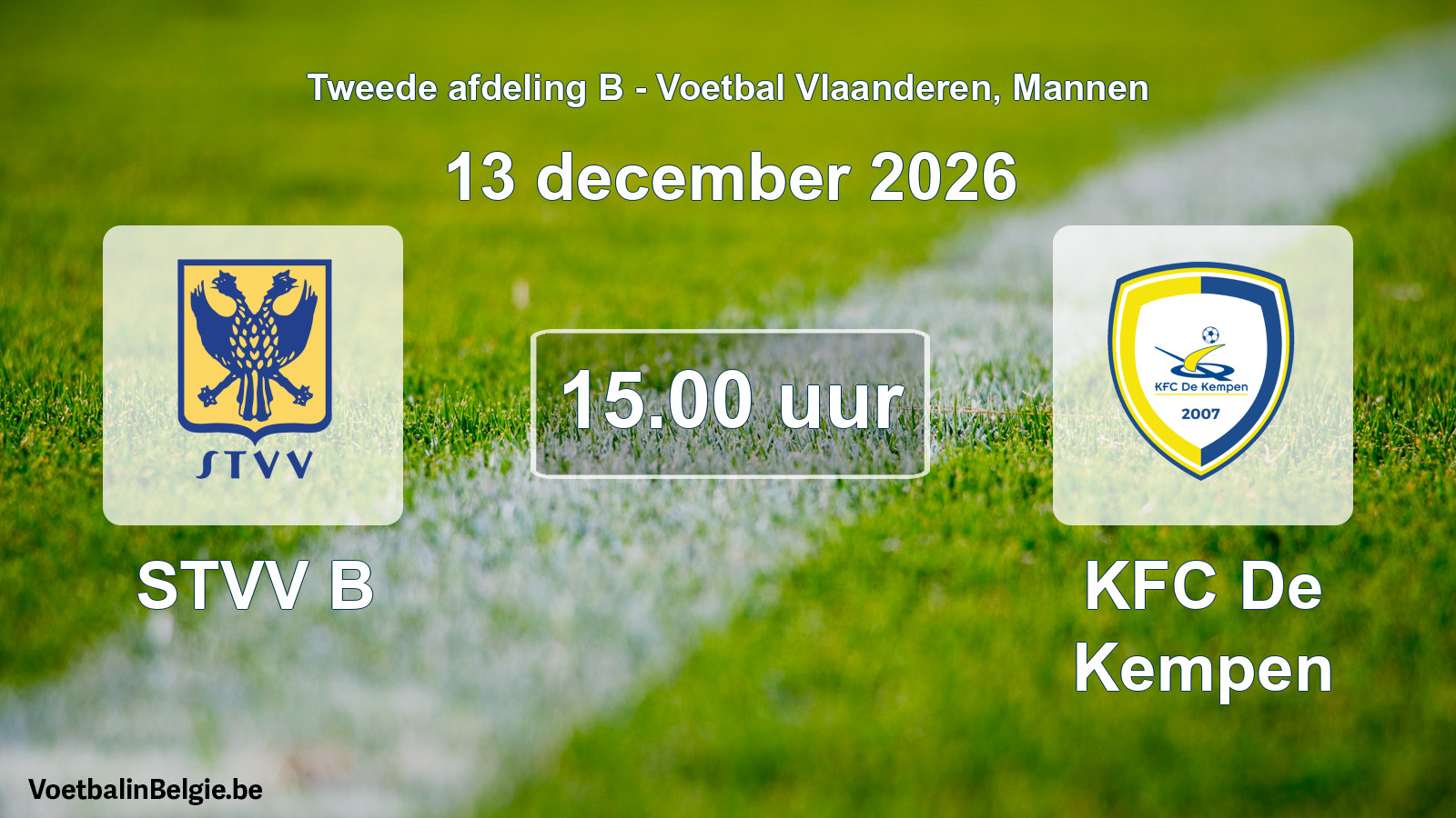 Geplande wedstrijd mannenvoetbal: STVV B - KFC De Kempen (13 december 2026)
