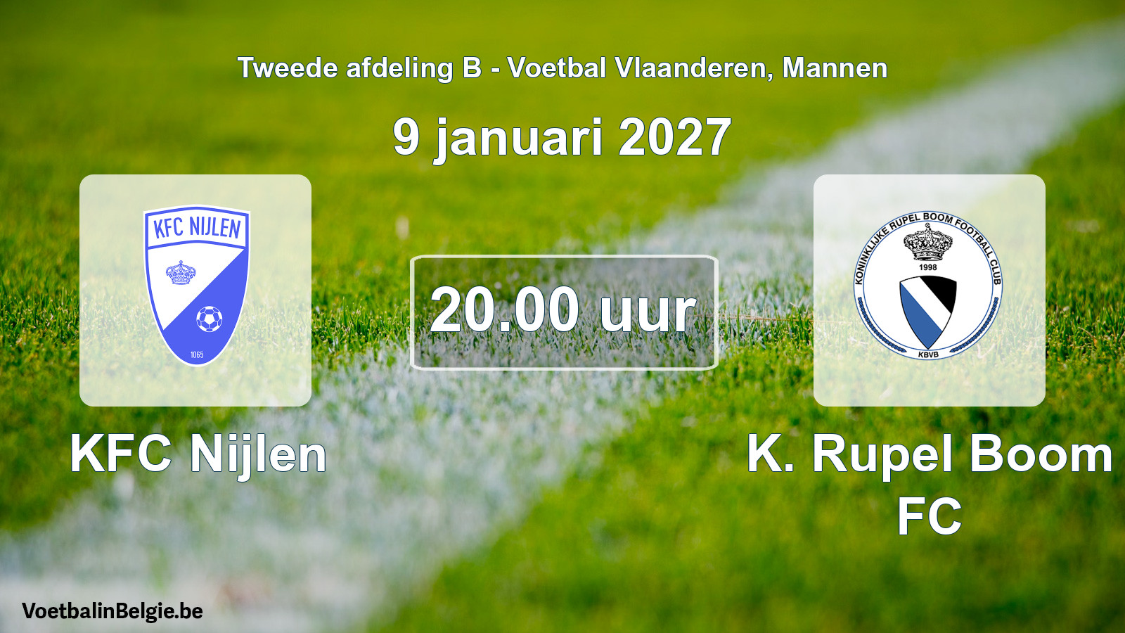 Geplande wedstrijd mannenvoetbal: KFC Nijlen - K. Rupel Boom FC (9 januari 2027)