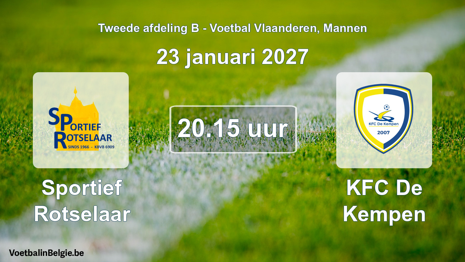 Geplande wedstrijd mannenvoetbal: Sportief Rotselaar - KFC De Kempen (23 januari 2027)