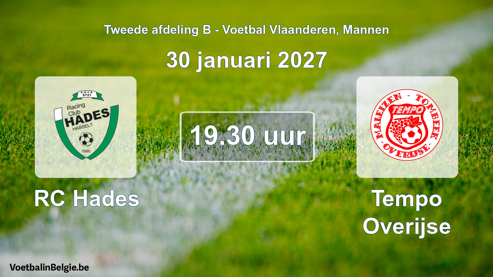 Geplantes Spiel männer-Fußball: RC Hades - Tempo Overijse (30 Januar 2027)