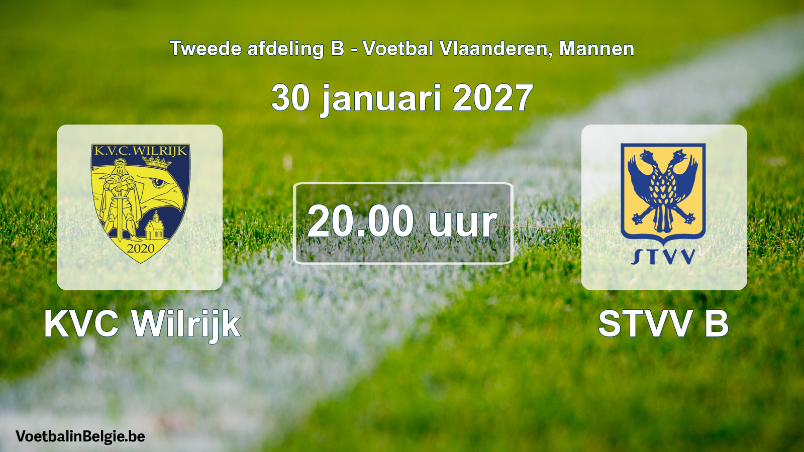 Geplande wedstrijd mannenvoetbal: KVC Wilrijk - STVV B (30 januari 2027)