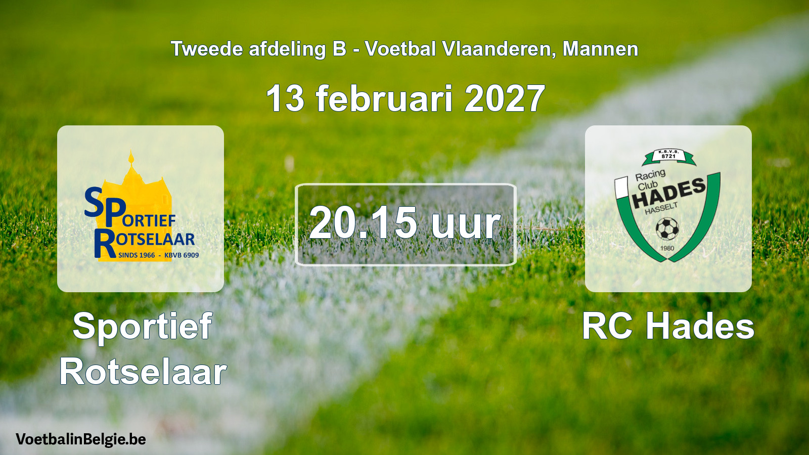 Geplantes Spiel männer-Fußball: Sportief Rotselaar - RC Hades (13 Februar 2027)