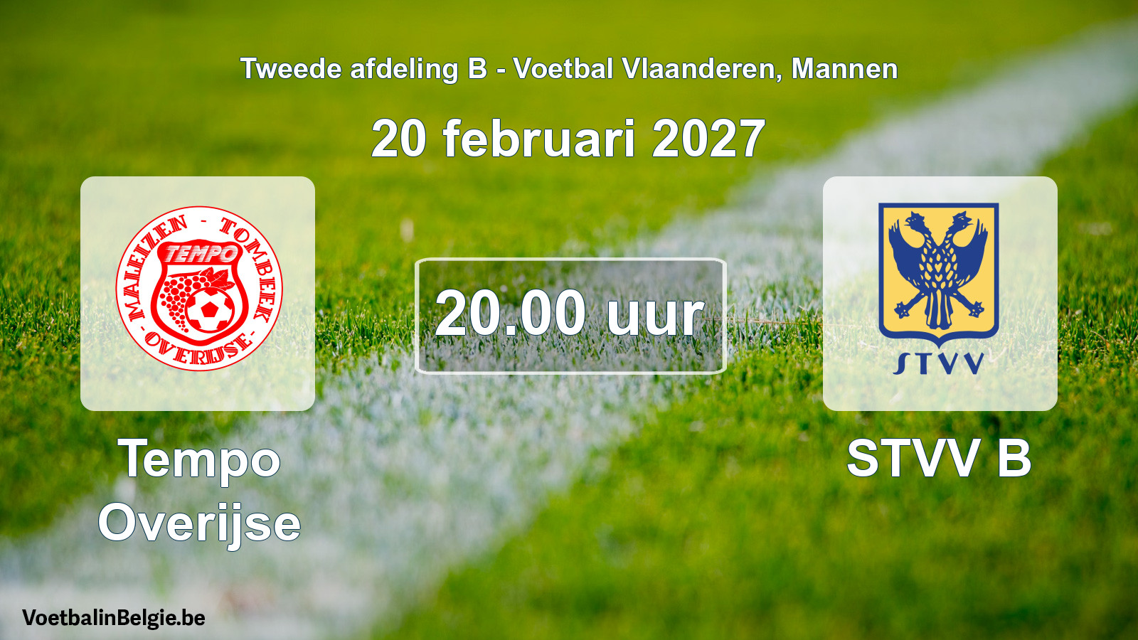 Geplande wedstrijd mannenvoetbal: Tempo Overijse - STVV B (20 februari 2027)