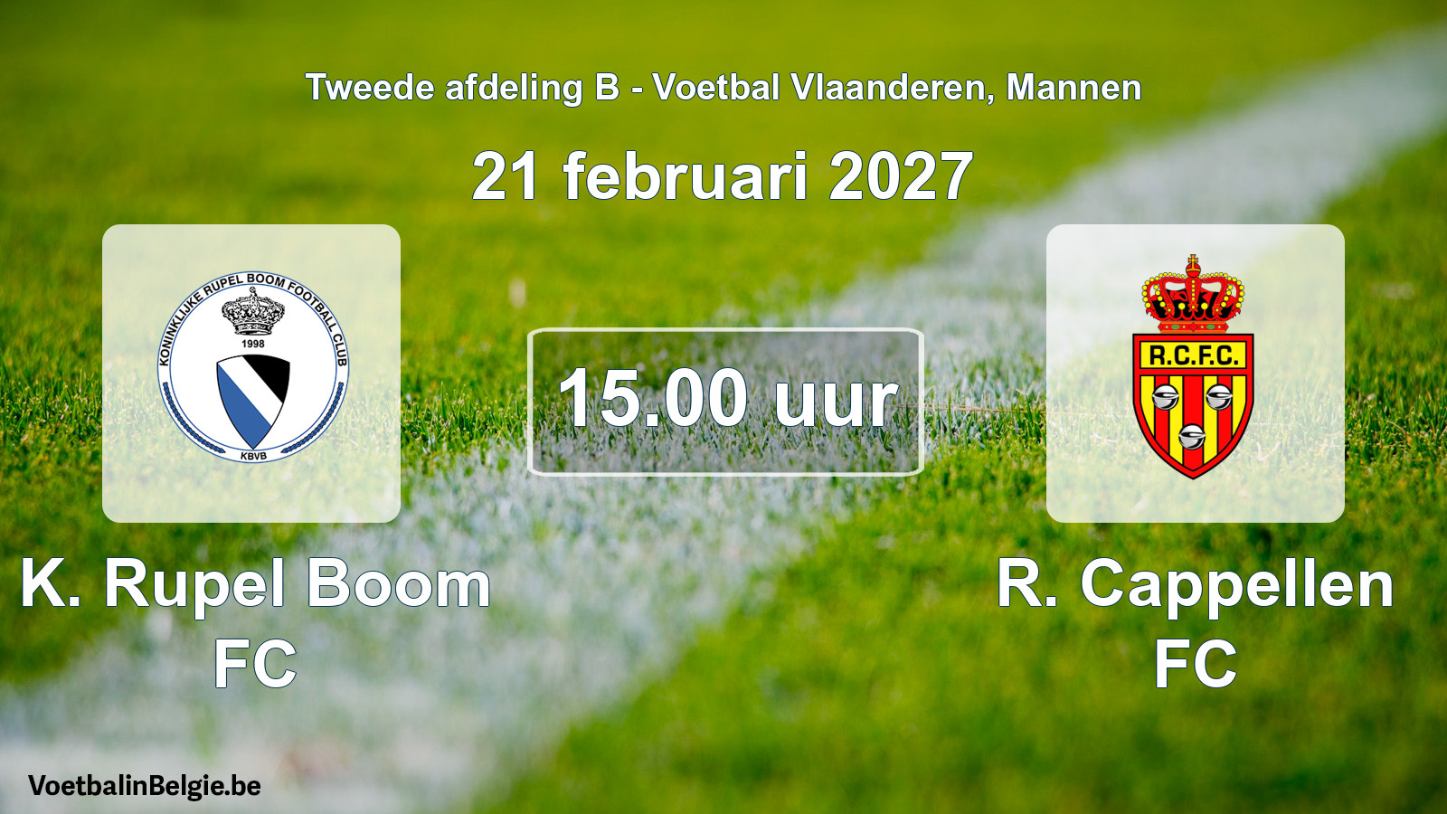 Geplande wedstrijd mannenvoetbal: K. Rupel Boom FC - R. Cappellen FC (21 februari 2027)