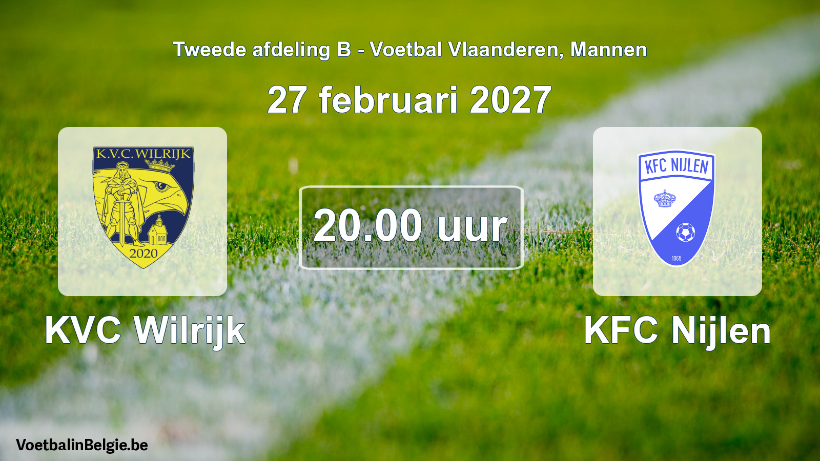 Geplande wedstrijd mannenvoetbal: KVC Wilrijk - KFC Nijlen (27 februari 2027)