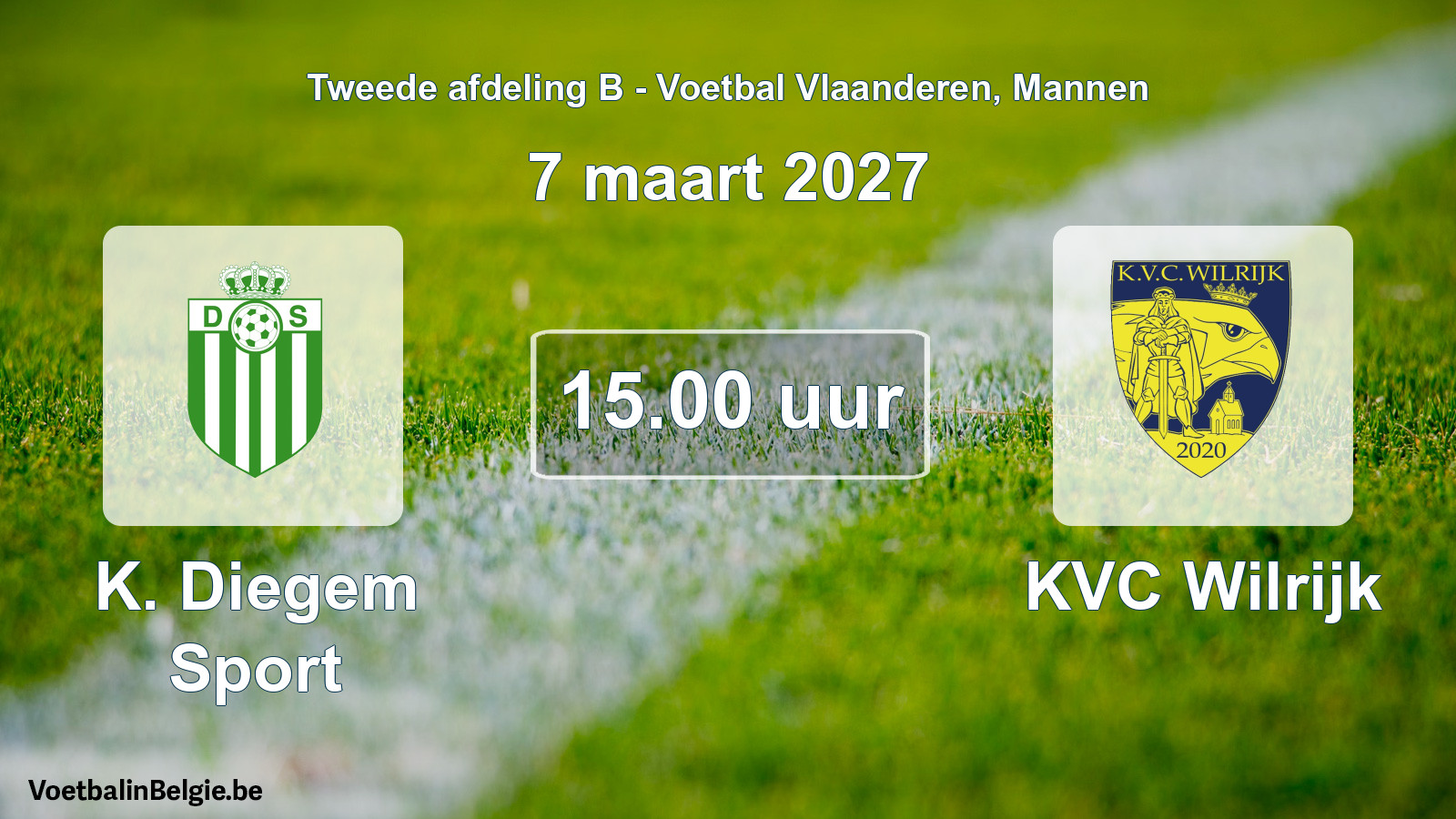 Geplande wedstrijd mannenvoetbal: K. Diegem Sport - KVC Wilrijk (7 maart 2027)