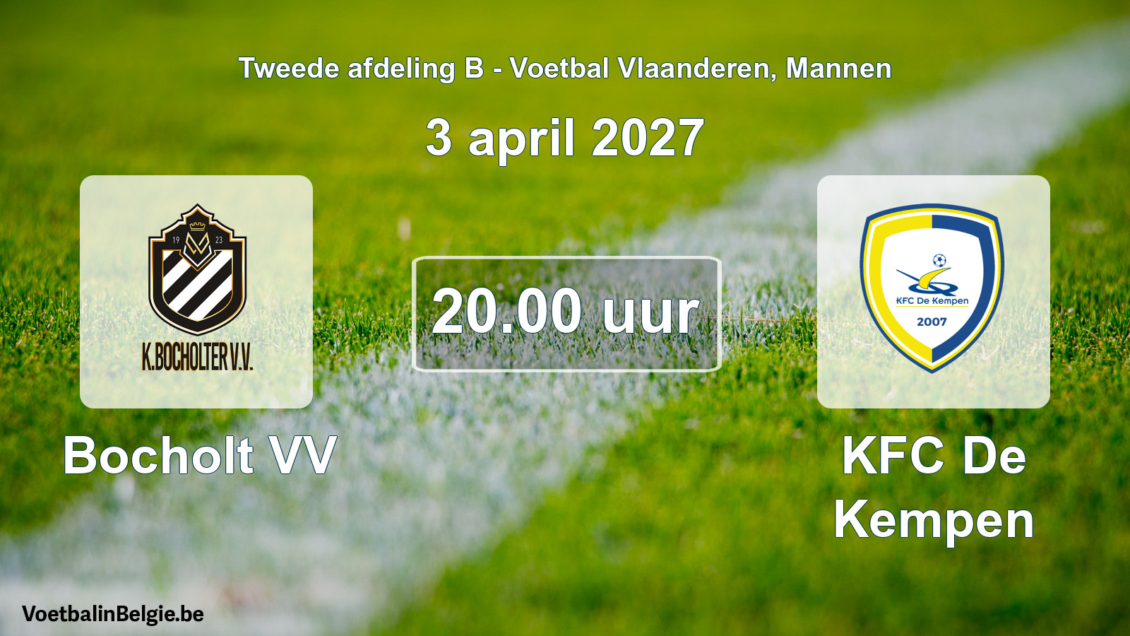 Geplande wedstrijd mannenvoetbal: Bocholt VV - KFC De Kempen (3 april 2027)