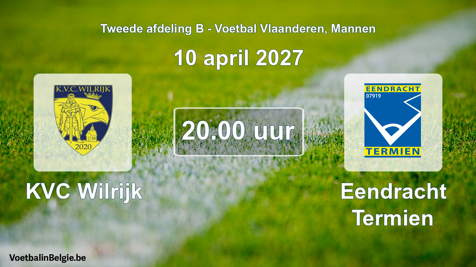 Geplande wedstrijd mannenvoetbal: KVC Wilrijk - Eendracht Termien (10 april 2027)